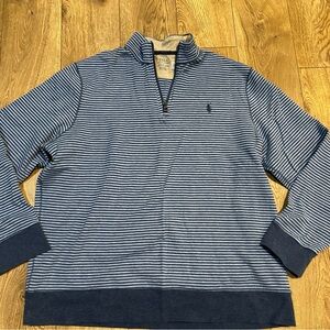 Polo by Ralph Lauren Men's Navy and White Zip-Up Sweater XL